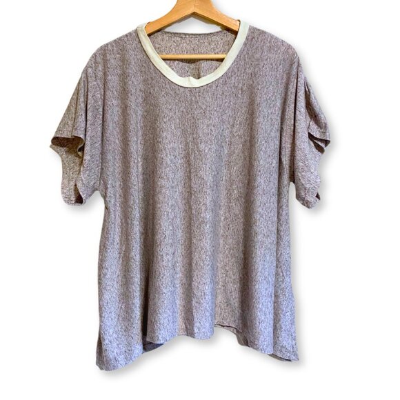 Handmade Tops - Handmade Ringer Short Sleeve Tee - Gray Triblend Jersey Plus Size 3X
